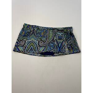 Tommy Bahama Blue Paisley Swim Skirt Bikini Bottom Side Tie Size Medium Resort